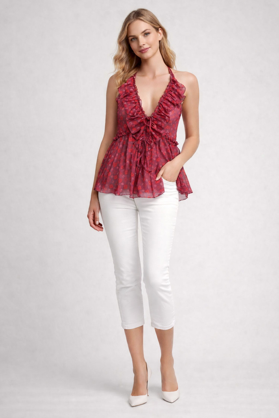Free People Floral Halter Top - Sz S